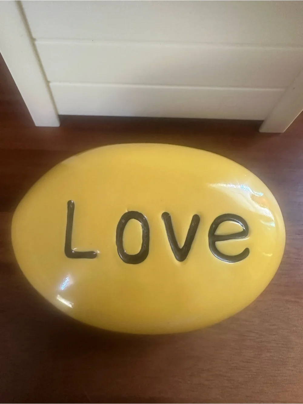 Peace & Love Decorative Ceramic Stones - Blue and Yellow